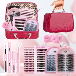 Nature Lash Extension Kit, DIY Cluster Lashes Gift Pack with Soft & Lightweight Lash Clusters, Bond & Seal & Remover, Tweezers & Hair Band, Easy Glam Volume False Eyelashes Set for Beginners, DIY Eyelash Extensions, Cosmetic False Lashes #GLOBAL PICKS