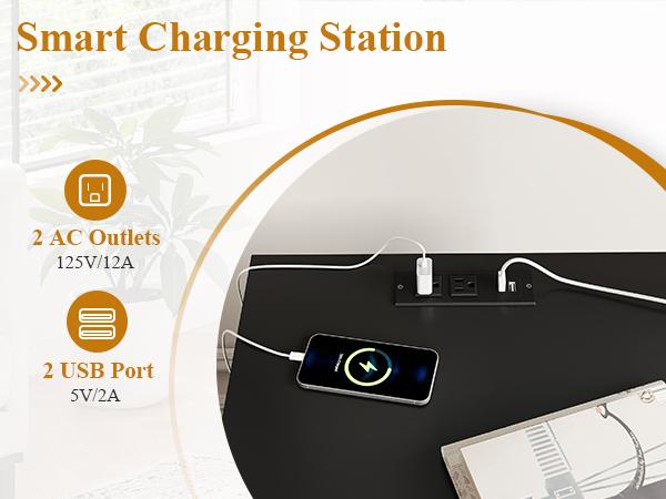 FOTOSOK Nightstad with Charging Station, White Nightstand with 3 Drawers,  Nightstand with USB Ports, Power Outlets, Silent Slides, Wooden End Side Table Bedside Table for Bedroom