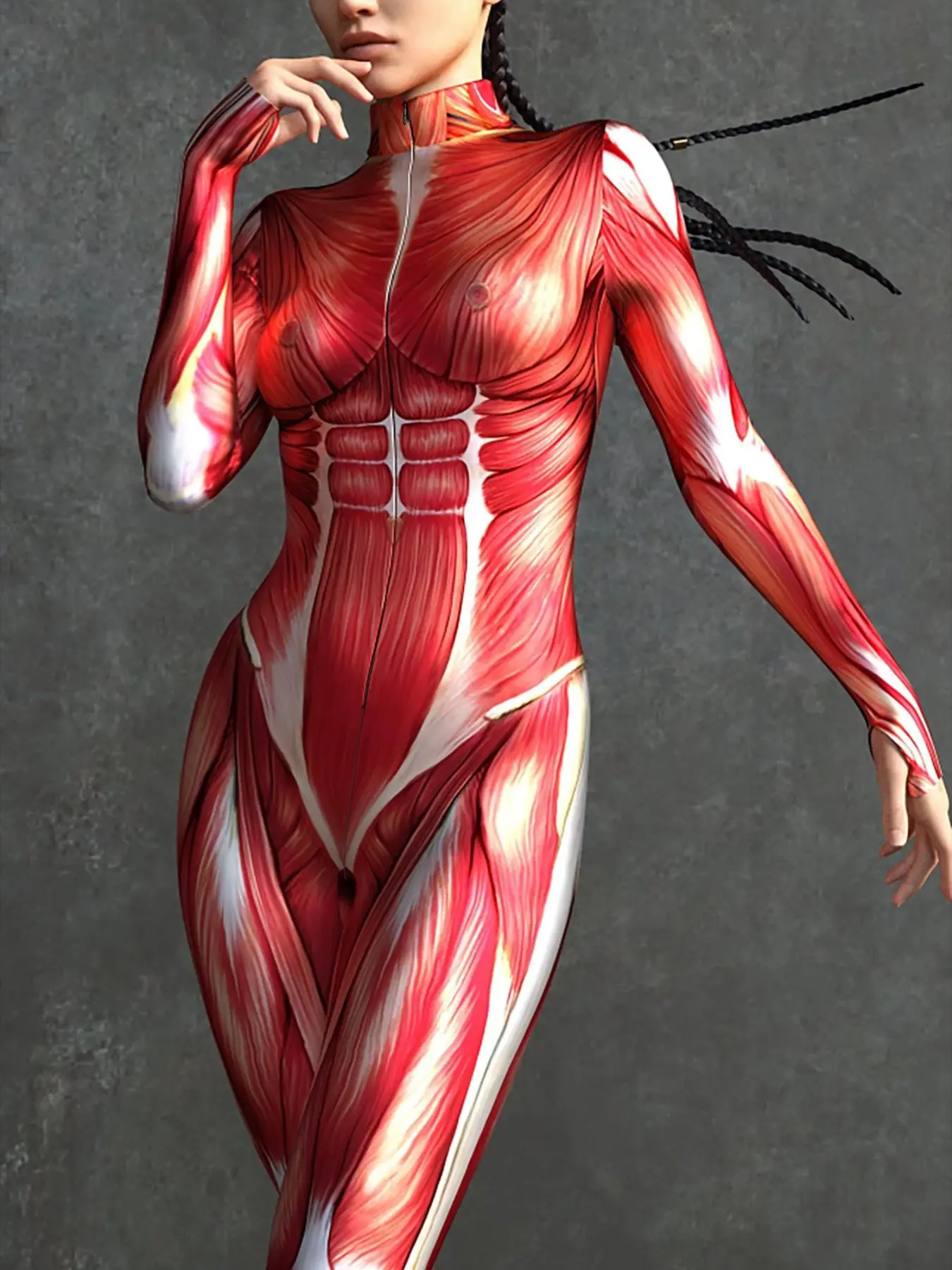 Halloween Party Costume, Sexy Muscle Bodysuit, Cosplay Stage, Night Glow Festival Wear, Unique Role-Playing Clothing
