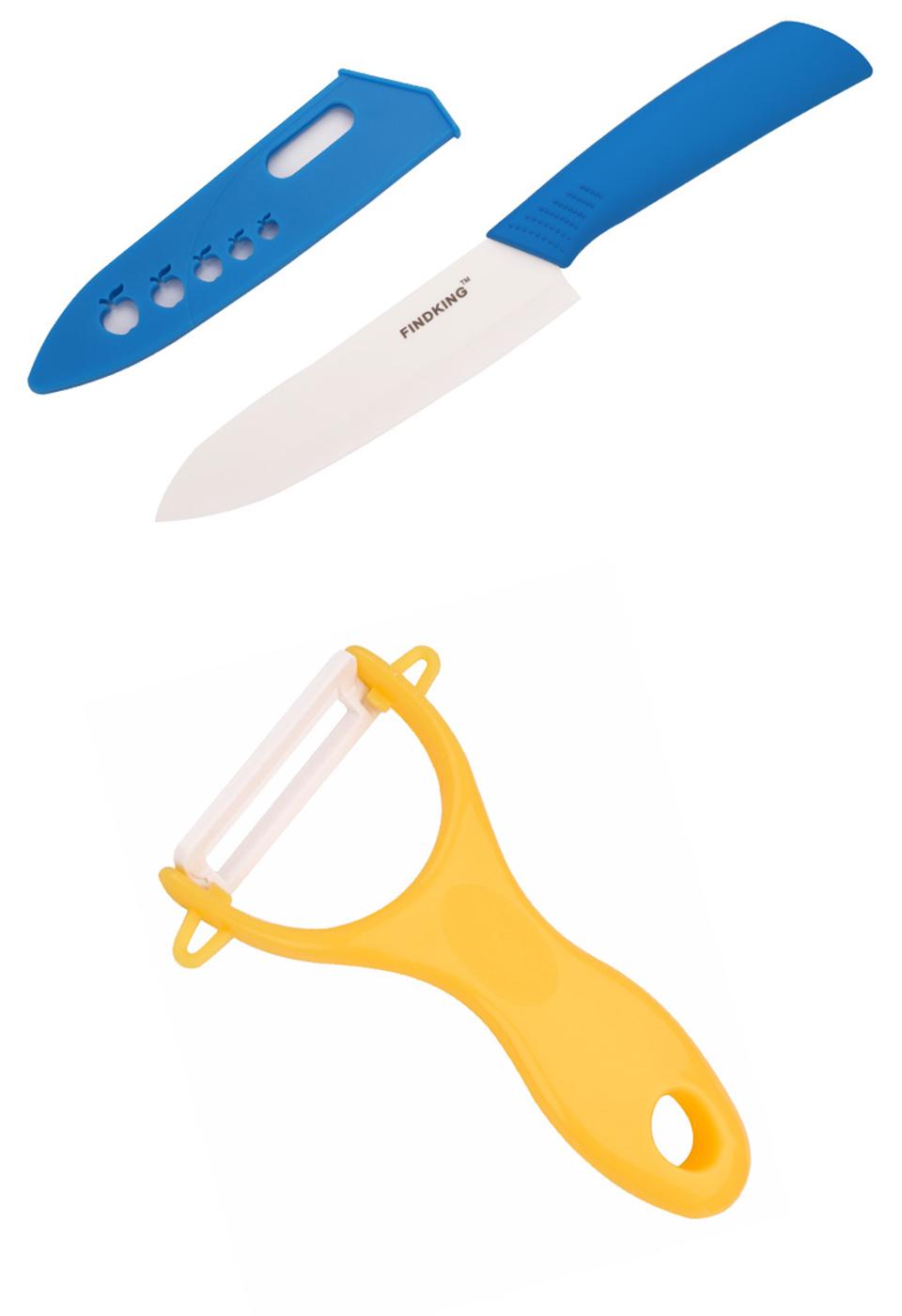 FINDKING 6pcs Ceramic Knife set, Good Quality Kitchen Knife 3" 4" 5" 6 inch Peeler with Acrylic Holder, Cutting Meat, Vegetable and Fruit, Kitchen Tools Block