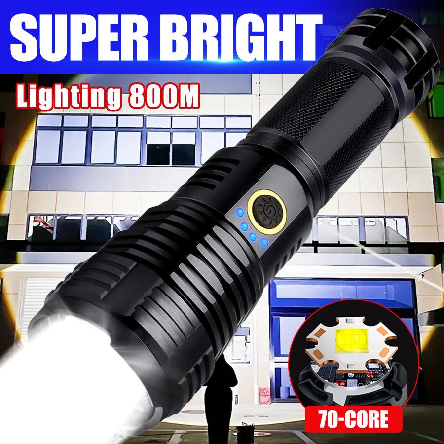 Ultra-Bright Tactical Flashlight - High-Powered LED Light with 5 Modes, Wide Beam Angle,Long-Lasting Battery Life - Ideal for Camping, Hiking, Outdoor rechargeable flashlight flashlight Multipurpose Rechargeable flashlight  1000000 lumens