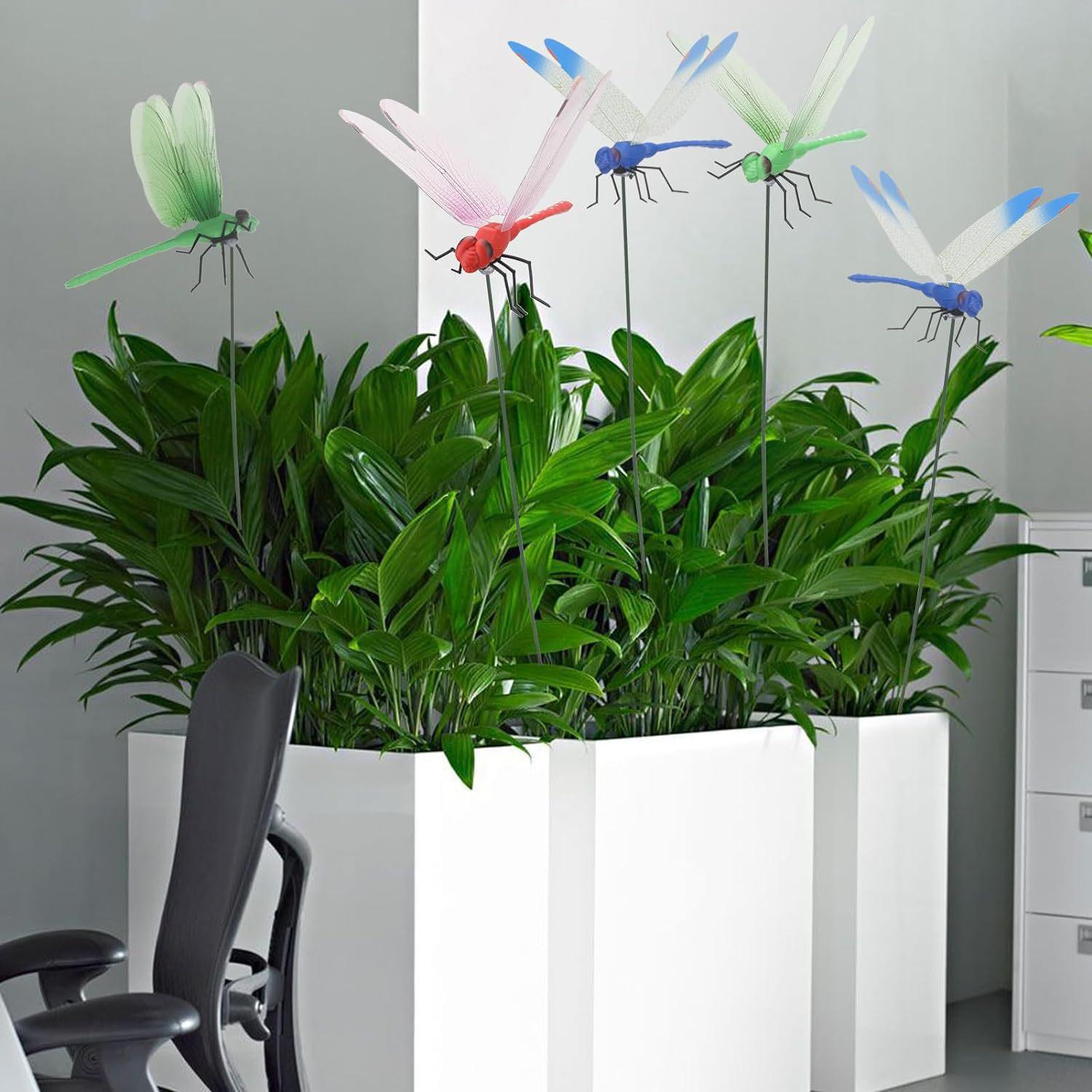 Simulated dragonfly plug rod decorative clip garden green plant creative ornament multi-color optional indoor and outdoor universal