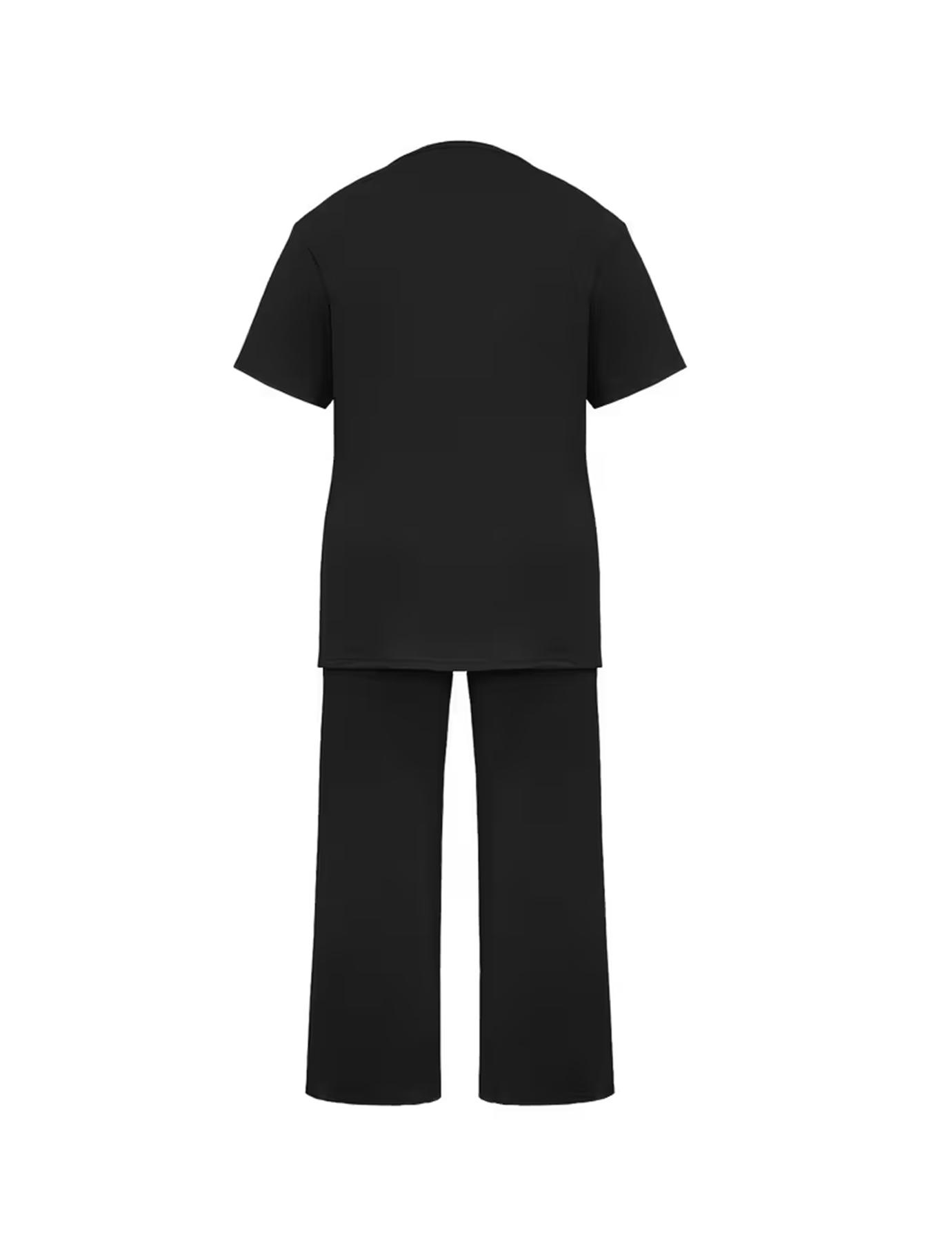 Women's Plus Size Spring Summer Fashion Print Round Neck Short Sleeve T-Shirt & Wide Leg Pants Two-Piece Set, Casual Pocket Design Women's Plus Size Spring Summer Fashion Print Round Neck Short Sleeve T-Shirt & Wide Leg Pants Two-Piece Set, Casual Pocket Design