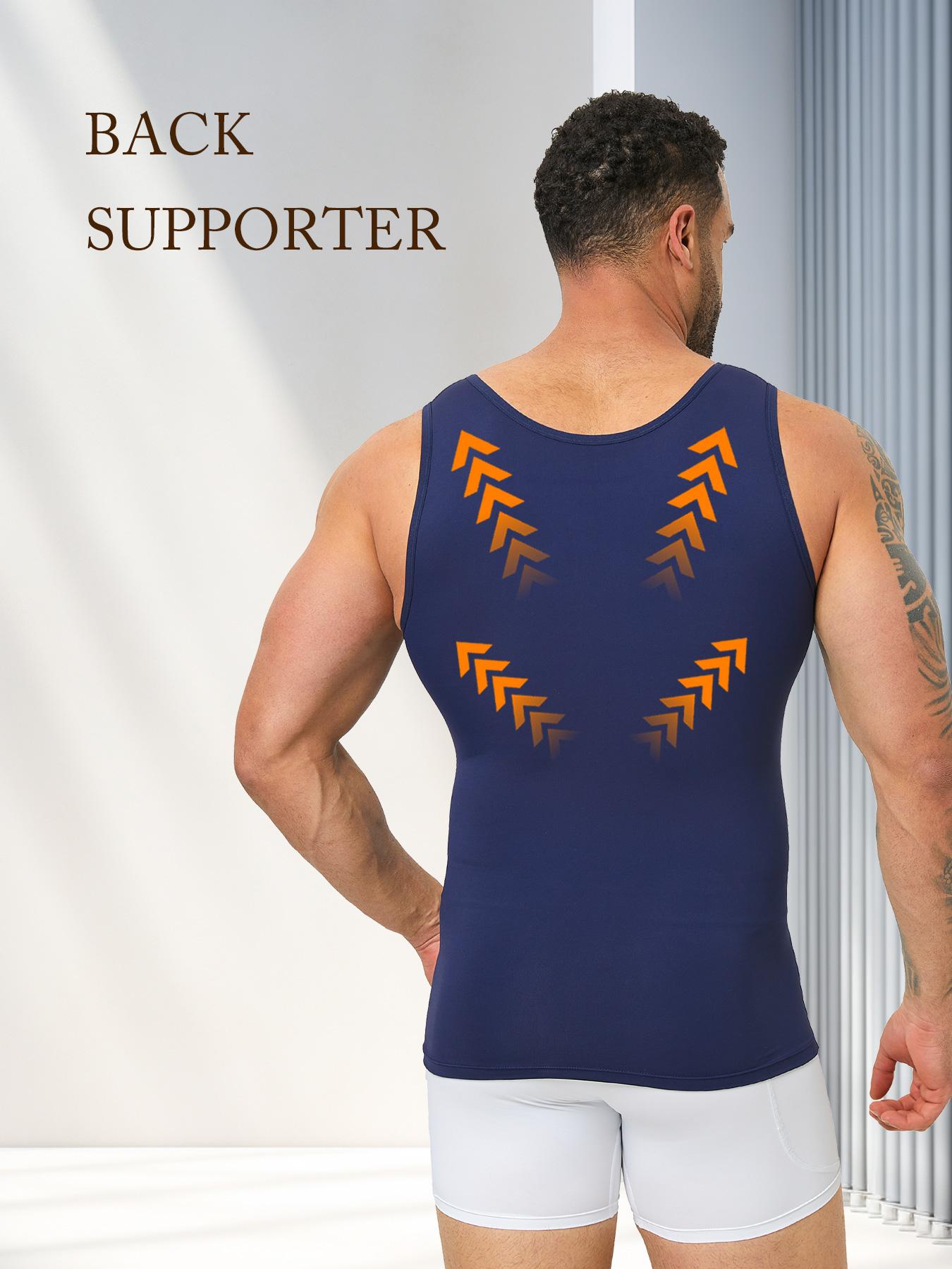Men's Solid Color Plain Compression Shaper Top, Waist Trainer Vest, Waistline Shaper, High-Stretch Tummy-Control Shapewear Tank Top for Men, Compression Tops