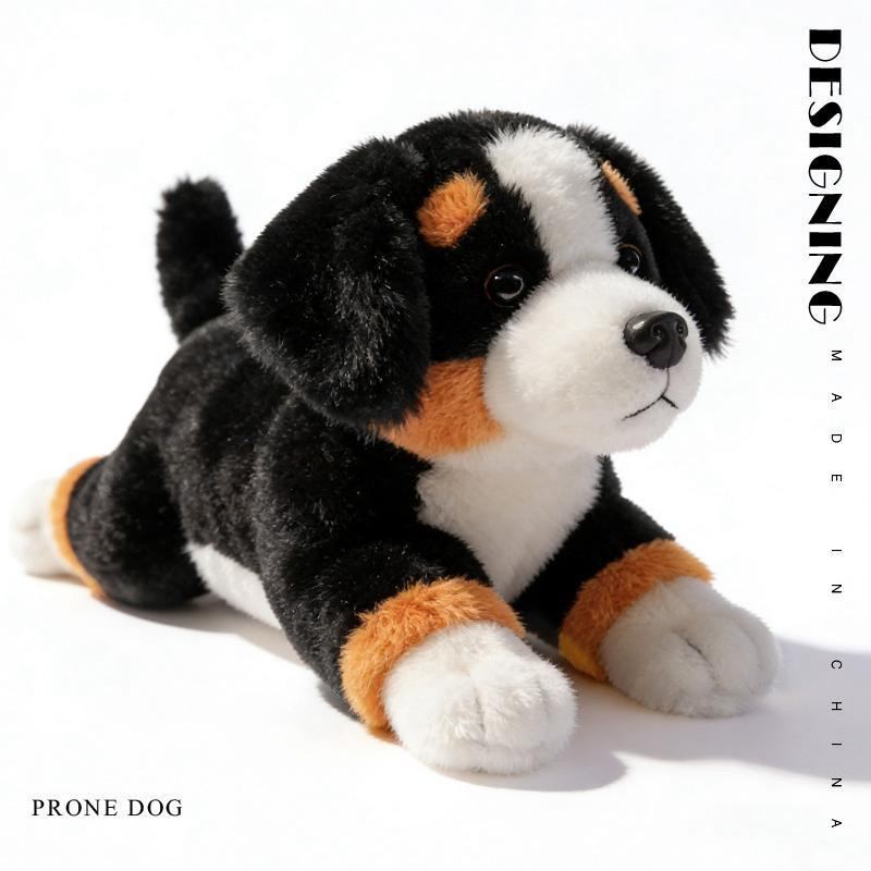 Cuddly Lying Prone Pet Dog Plush Toys Soft Fluffy Husky Shepherd Dog Beagle Doll Sleeping Throw Pillow Kawaii Home Decor