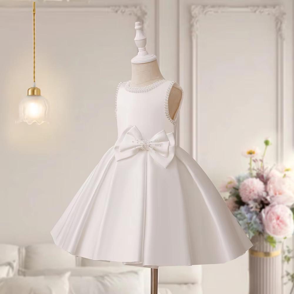 Luxury Princess Flower Girl Dress Cute Bow Summer Girls 2 Year Old Little Girls Formal Wedding Dresses Elegant Girl Party dress Baby Clothes Toddler frock First Birthday Gown