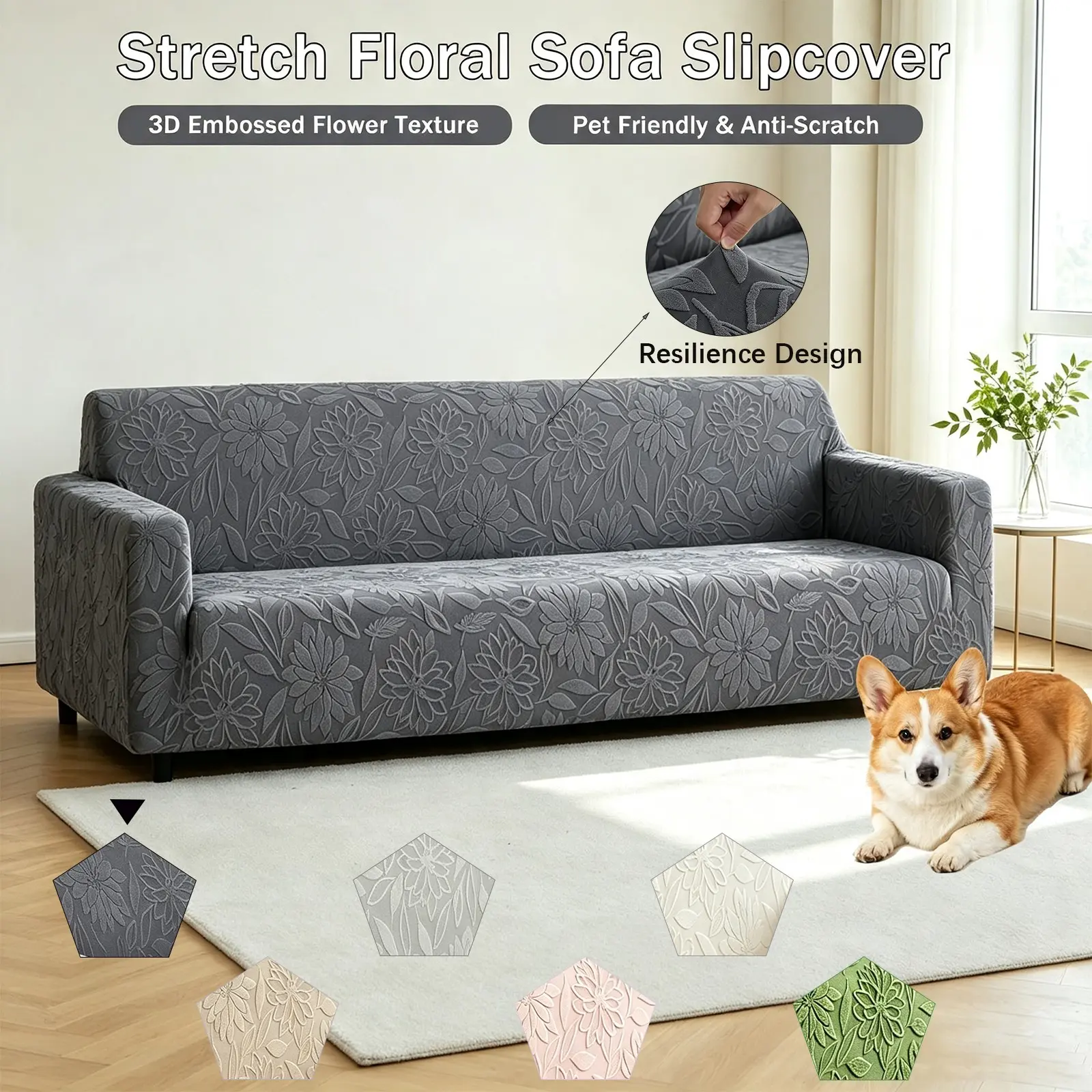 Elastic floral style one-piece sofa cover, soft fabric, friendly to pet families, low-cost revitalizing sofa, creating a warm and comfortable home environment.