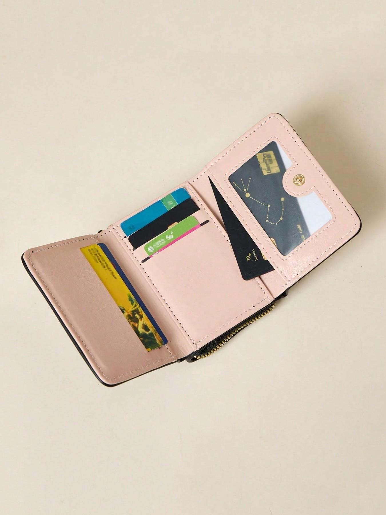 Women's Short Antler Wallet, Mini Zipper Coin Purse, Trifold Buckle Card Holder, Valentine's Day Gift, Birthday Present