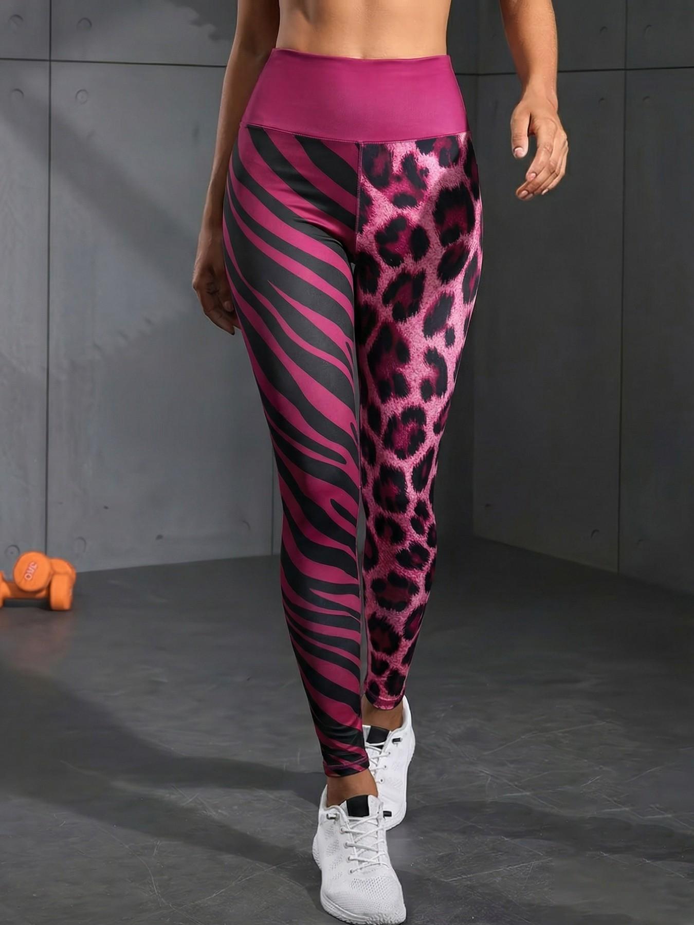 Women's Casual Sporty Yoga Pants High Waisted Zebra Leopard Digital Print Multicolor Tight Fit, All Seasons, Sporty Style