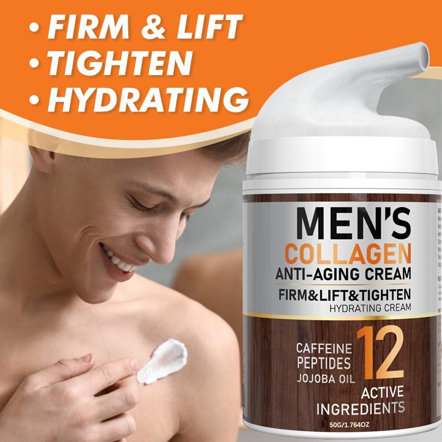 50G Men's Retinol Collagen cream,Moisturizer with Hyaluronic Acid and Caffeine Peptides Niacinamide Jojoba Oil Firms and Lifts,Make the skin look smoother,Alcohol-free, Suitable for All Skin Types,Suitable as a gift for father or husband