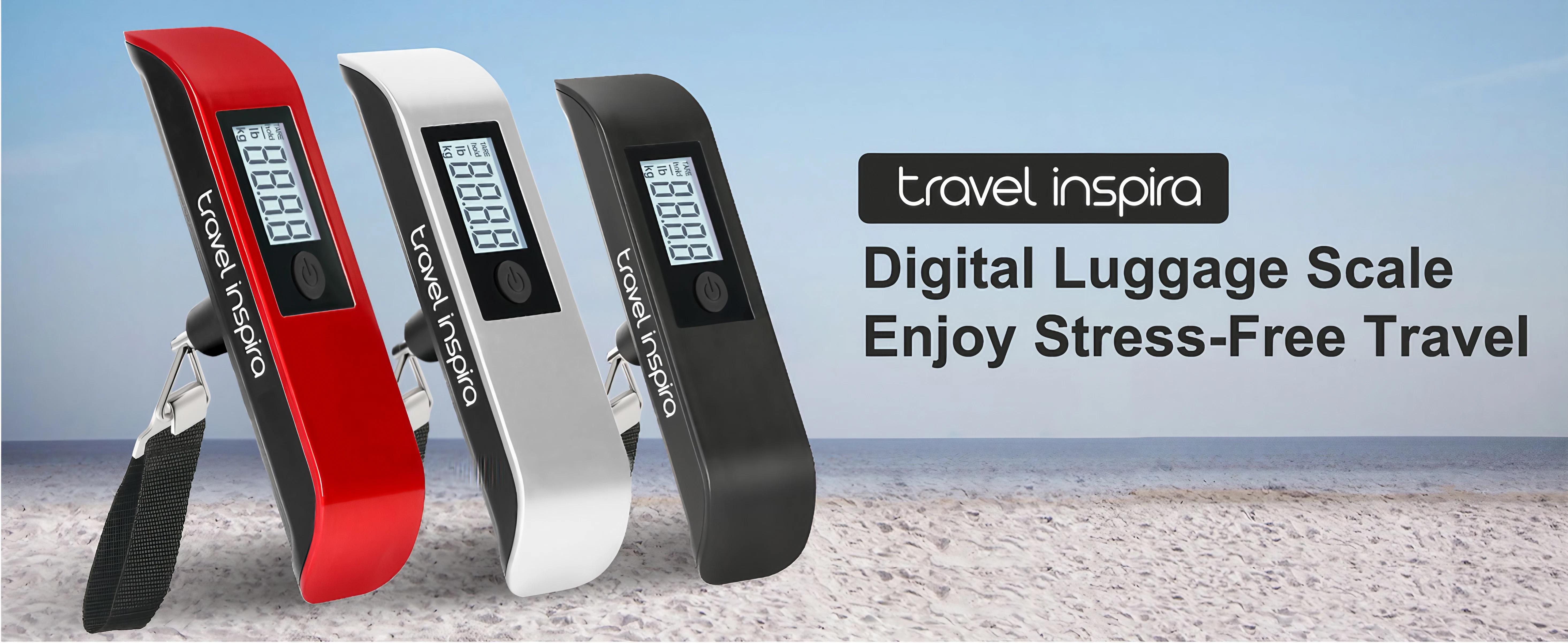 travel inspira, Luggage Scale, Portable Digital Hanging Baggage Scale, For Travel, Suitcase Weight Scale, With Rubber Paint, 110 Pounds, Battery Included