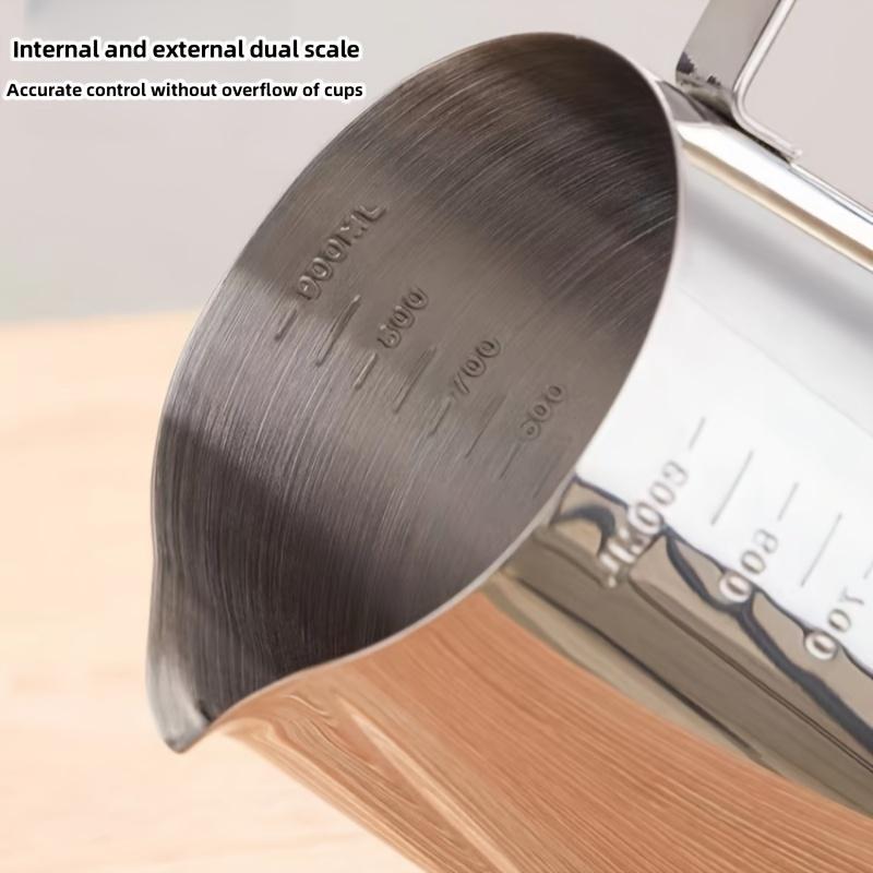 1pc Stainless Steel Measuring Milk Frothing Pitcher With Spout Coffee Shop Milk Steaming Cup For Latte Art & Barista Tools Kitchenware
