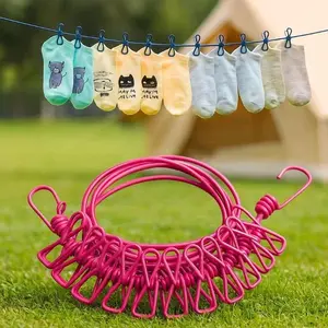 1.8M Portable Retractable Clothesline with Clips Outdoor Indoor Laundry Drying Rack Foldable for Travel Camping Home