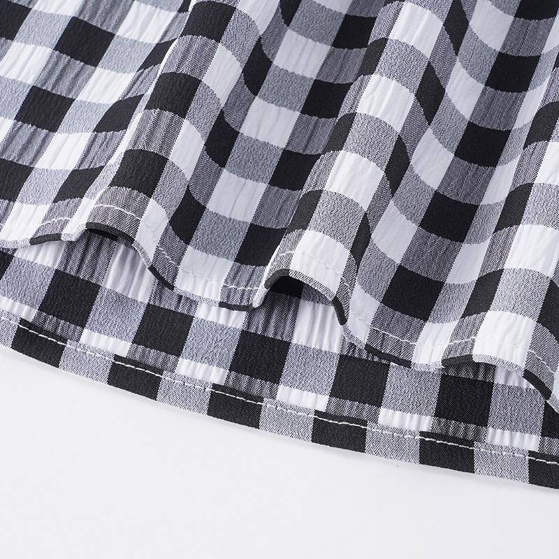 Academic Style Plaid Print Colorblock Loose A-Line Bow Tie Midi Skirt, Women's Pleated Casual Preppy Skirt, Original Hostess Wind