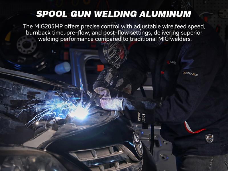 ARCCAPTAIN MIG205MP MIG Welder, All-in-One iControl APP Control Plasma Cutter/Pulsed MIG/Flux Core/Spool Gun/Pulsed HF TIG/Lift TIG/Clean/Stick Aluminum Welding Machine 120/240V Dual Voltage Multiprocess Welders Black Friday, Christmas Gifts for Men/Dad