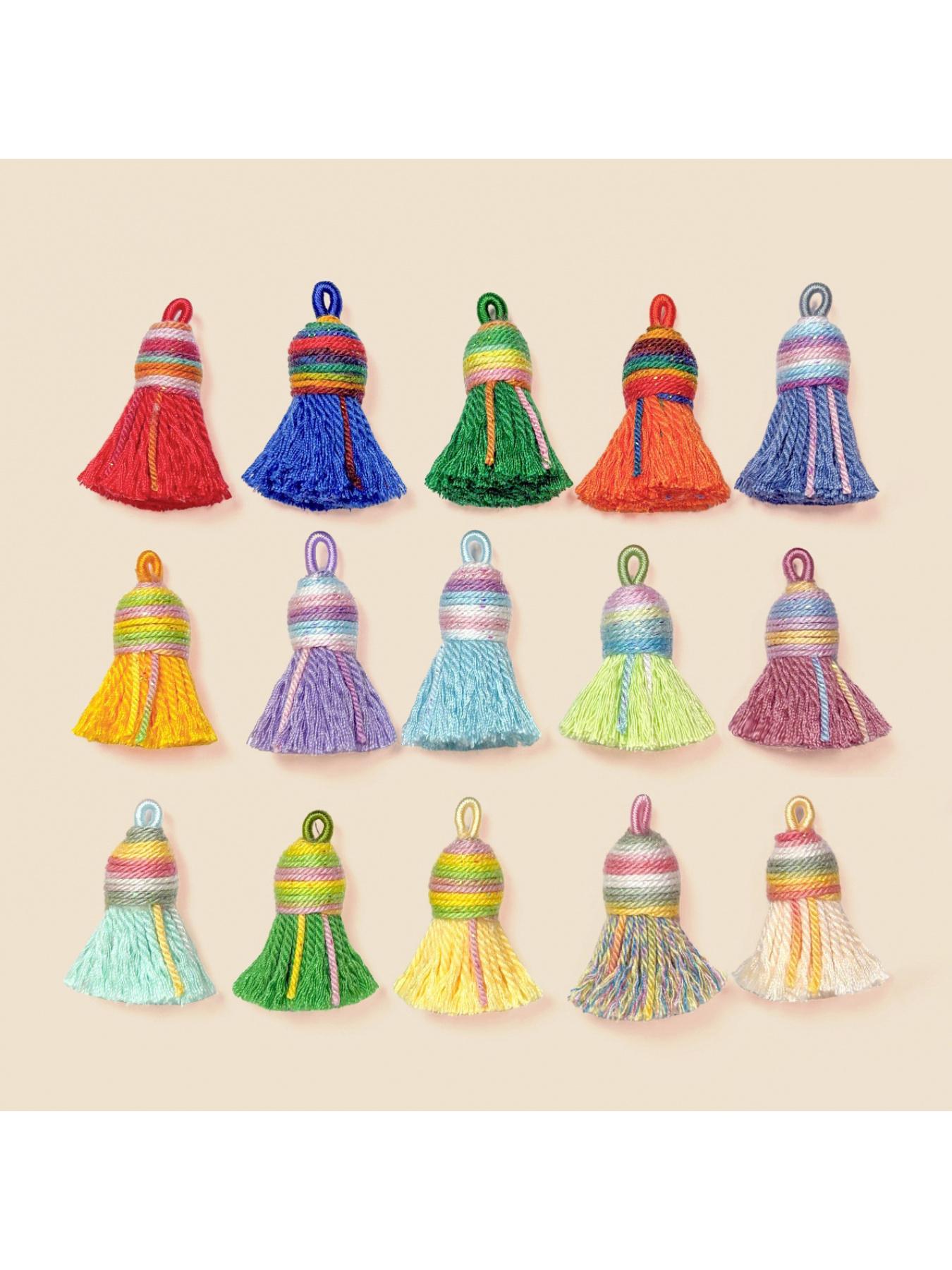 Starry Sky Gradient Tibetan Style Cotton Thread Tassel Pendant/Accessory/Bracelet DIY Semi-finished Jewelry Making Accessories Charms