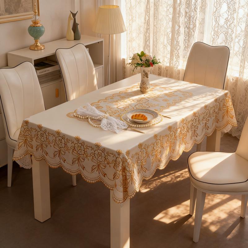 PVC Foil Tablecloth, Waterproof Oil Resistant, Easy to Clean for Kitchen and Dining Use, Ideal for Family Gatherings, Rectangle Tablecloth