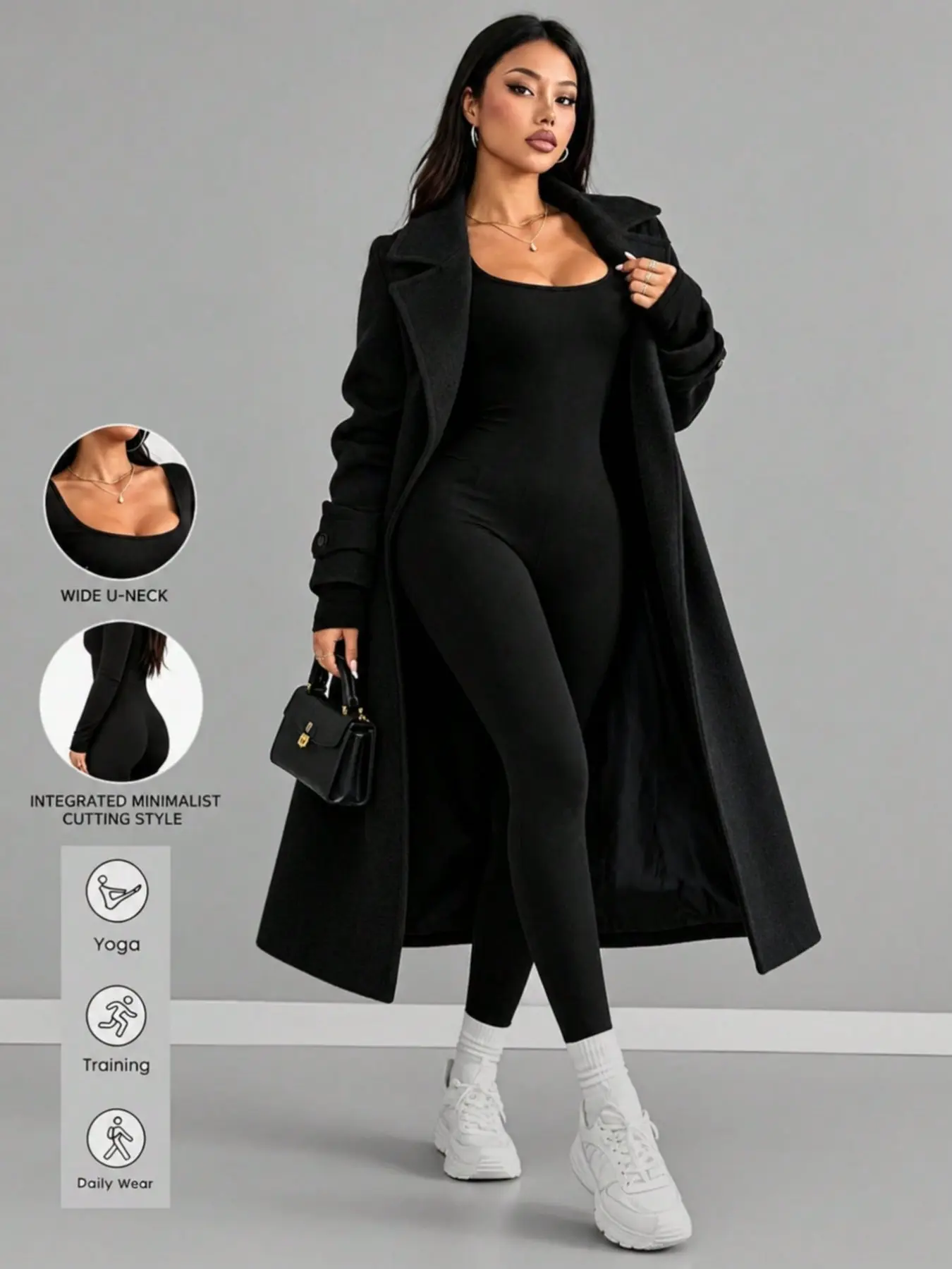 【Black Friday】Sexy One-Piece Sports, U-Neck Long Sleeve, High Stretch Waist Cinch, No Seams, Workout & Casual Wear