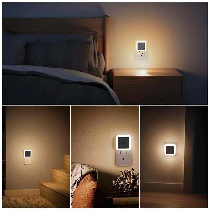 Wall-Mounted Night Light, Plug-In LED Night Lamp, Warm Home Lighting, Bedroom Bathroom Hallway, Dawn to Dusk, Spring Statement