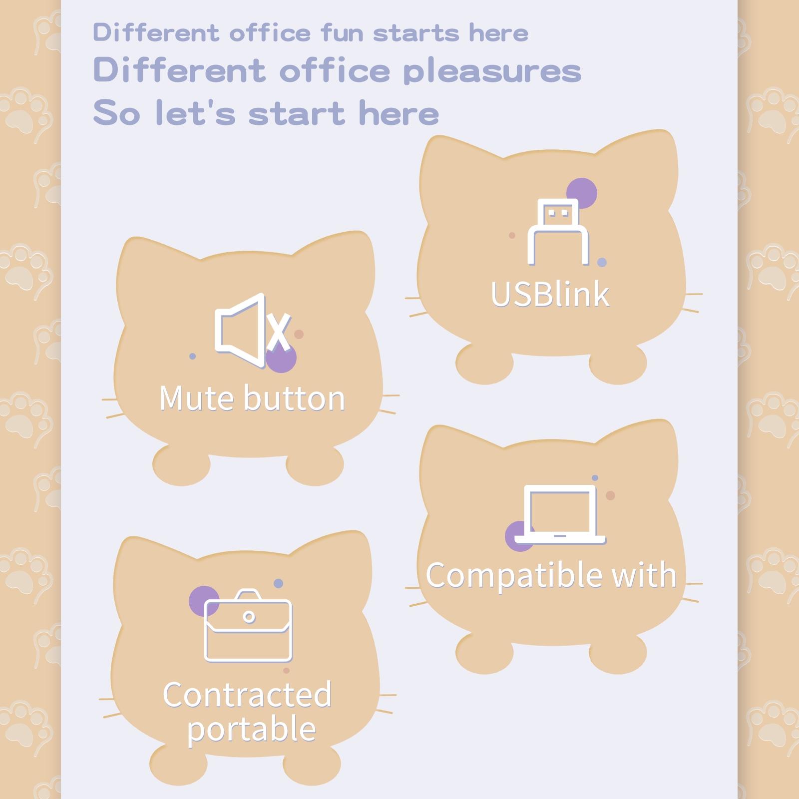 MOFii 1 Set Pink Cat Ear Wireless Keyboard and Mouse Combo, Cute Silent Office Keyboard Mouse, Universal for Laptop Desktop, US QWERTY (Battery Not Included)