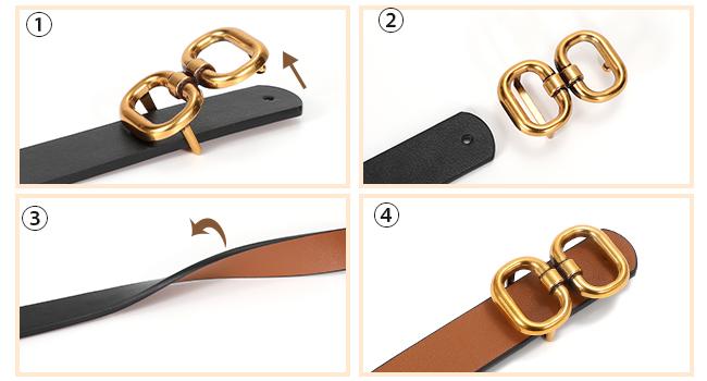 JASGOOD Reversible Leather Belt for Women with Gold Buckle Ladies Leather Belt for Jeans Pants