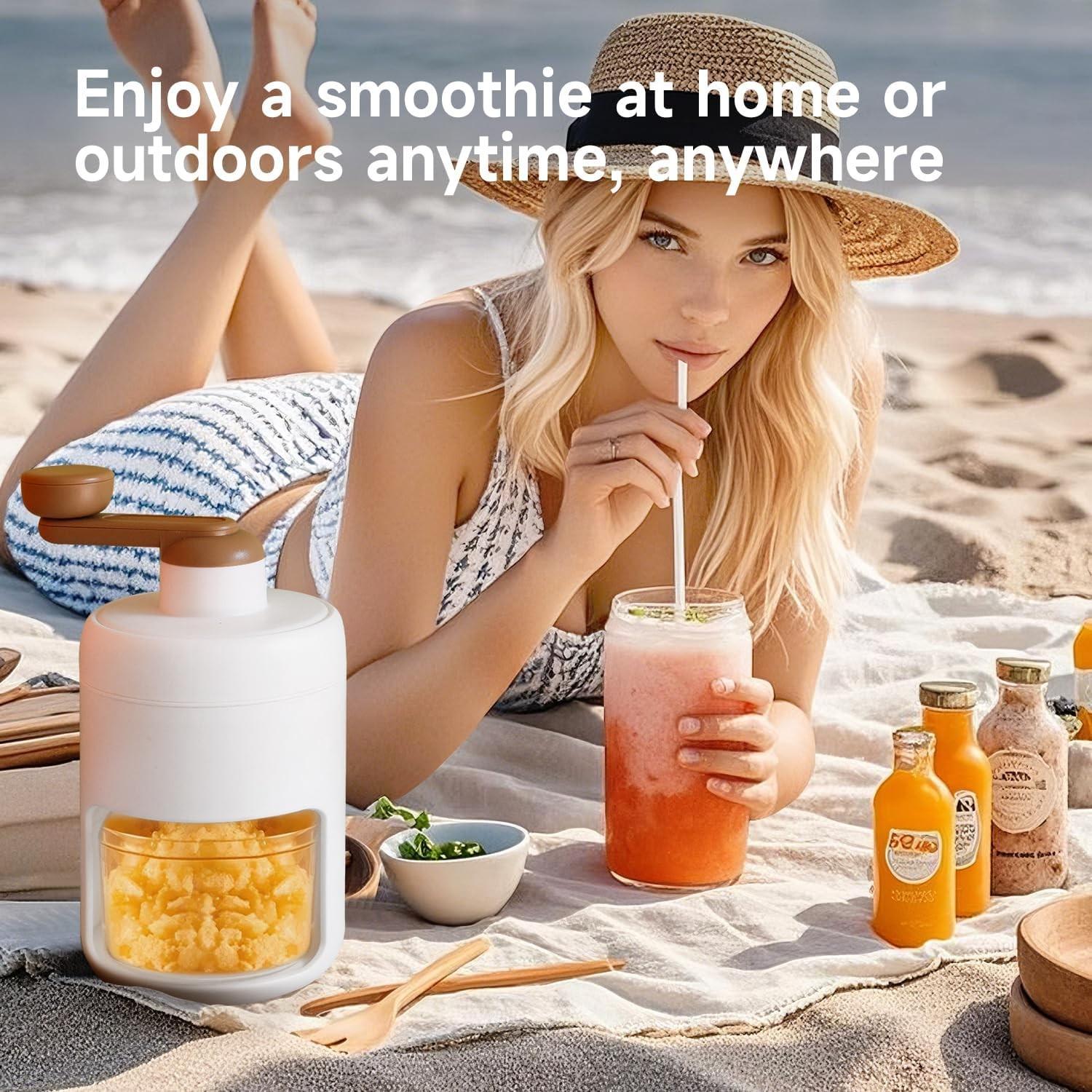 Portable Lightweight Manual Ice Crusher, BPA-Free Plastic, Ideal for Shaved Ice, Snow Cones, Fruit Pops, Includes Ice Tray, Perfect for Home, Parties, Outdoor Events, Shaved Ice Machine, Ice Shaver Machine, Ice Shaving Machine