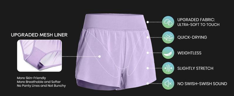 CRZ YOGA High Waisted Dolphin Athletic Running Shorts for Women 3" High Split Comfy Mesh Liner for Gym Workout Track
