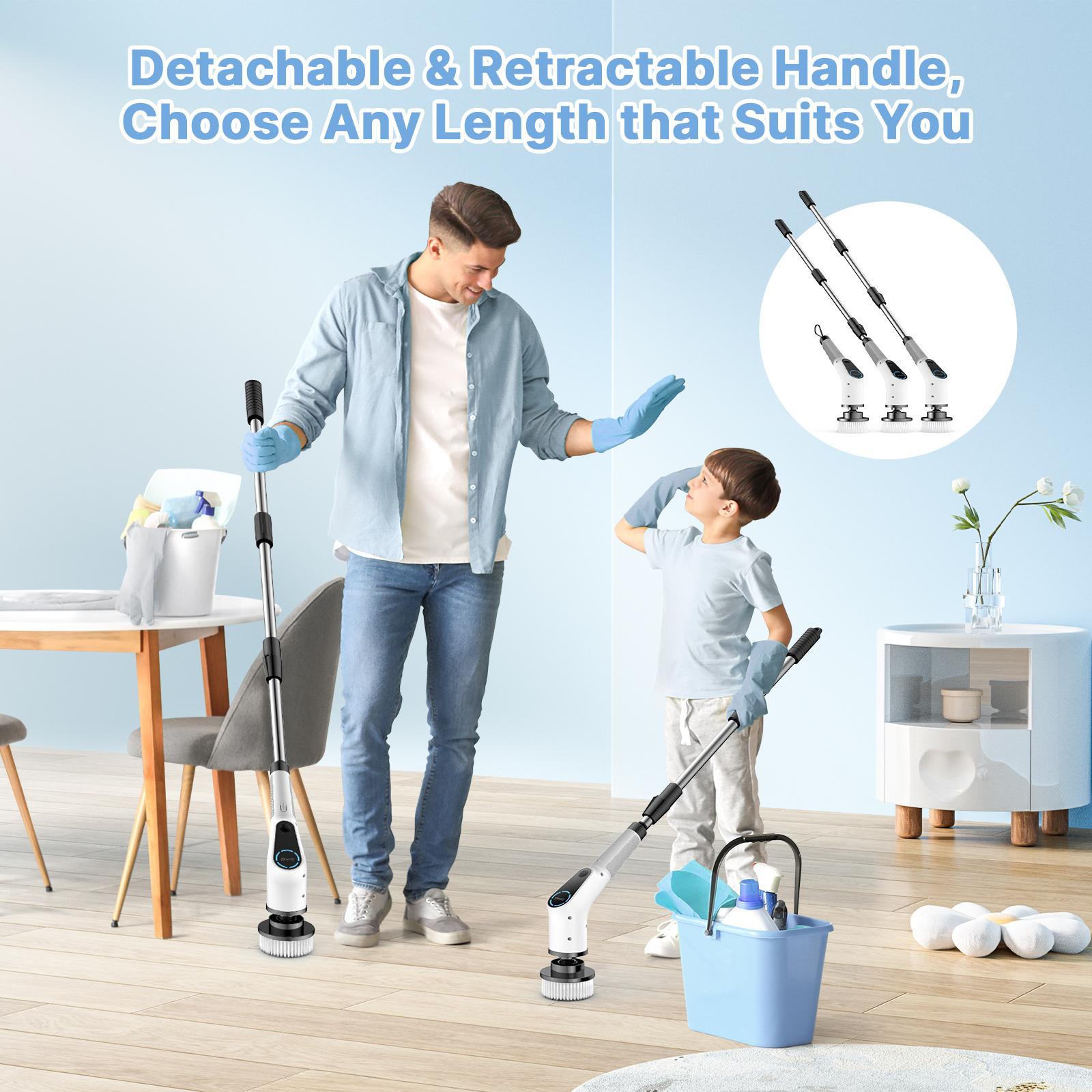 【Dovety】 Electric Spin Scrubber, Cordless Shower Scrubber, Cleaning Brush, with 8 Replaceable Brush Heads and 3 Adjustable Extension Handle, 2 Adjustable Speeds for Bathroom, Kitchen, Tile, Household Cleaning Supplies ,Portable Durable 【Dovety】 Electric Spin Scrubber, Cordless Shower Scrubber, Cleaning Brush, with 8 Replaceable Brush Heads and 3 Adjustable Extension Handle, 2 Adjustable Speeds for Bathroom, Kitchen, Tile, Household Cleaning Supplies ,Portable Durable