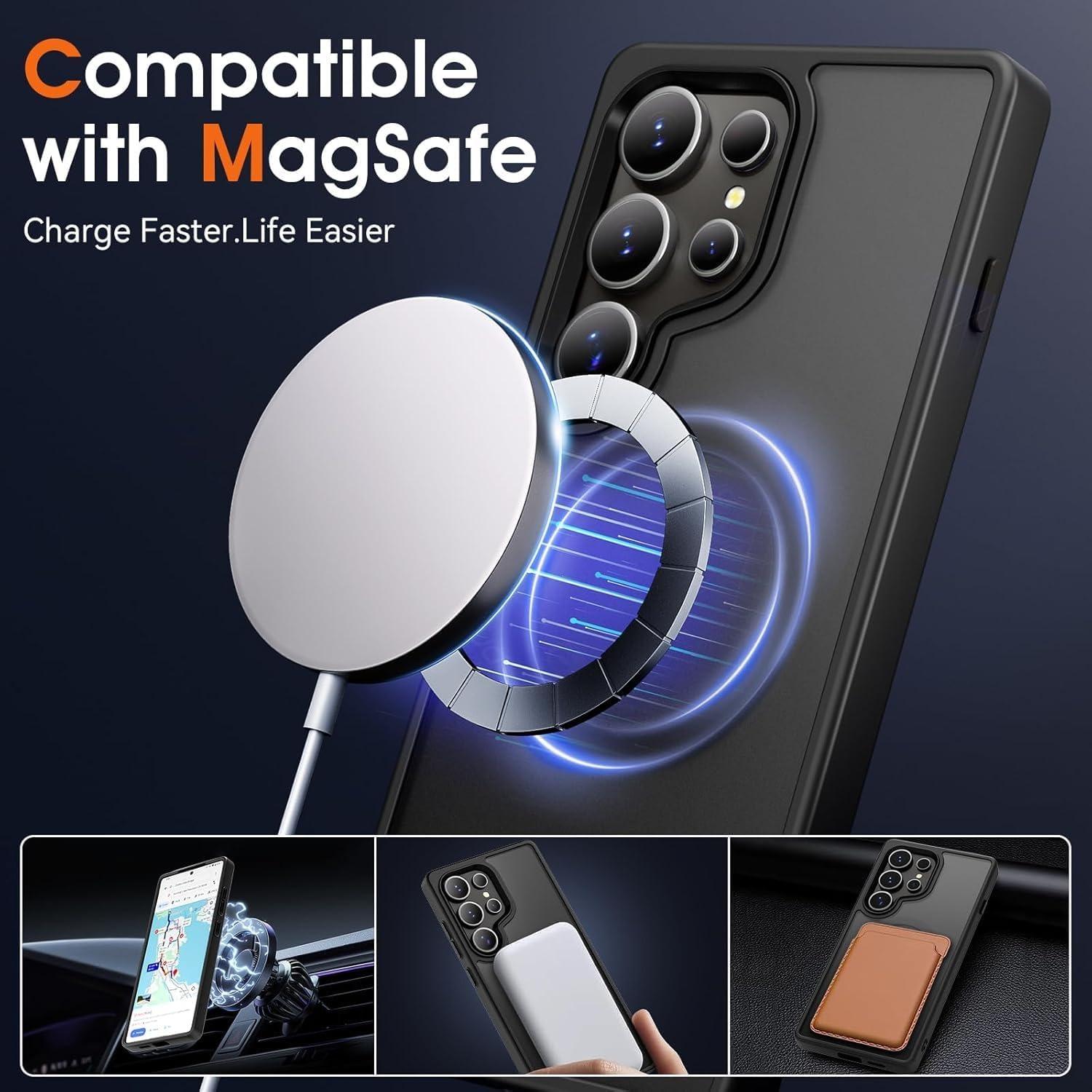 Magnetic for Samsung Galaxy S26 Ultra S25 Ultra S24 Ultra S23 Ultra S22 Ultra S25FE S26 Plus Case Matte, S26 Ultra Phone Case Compatible with MagSafe Frosted Translucent Shockproof Anti-Scratch Slim Fit Case Military Grade Protection (Black)