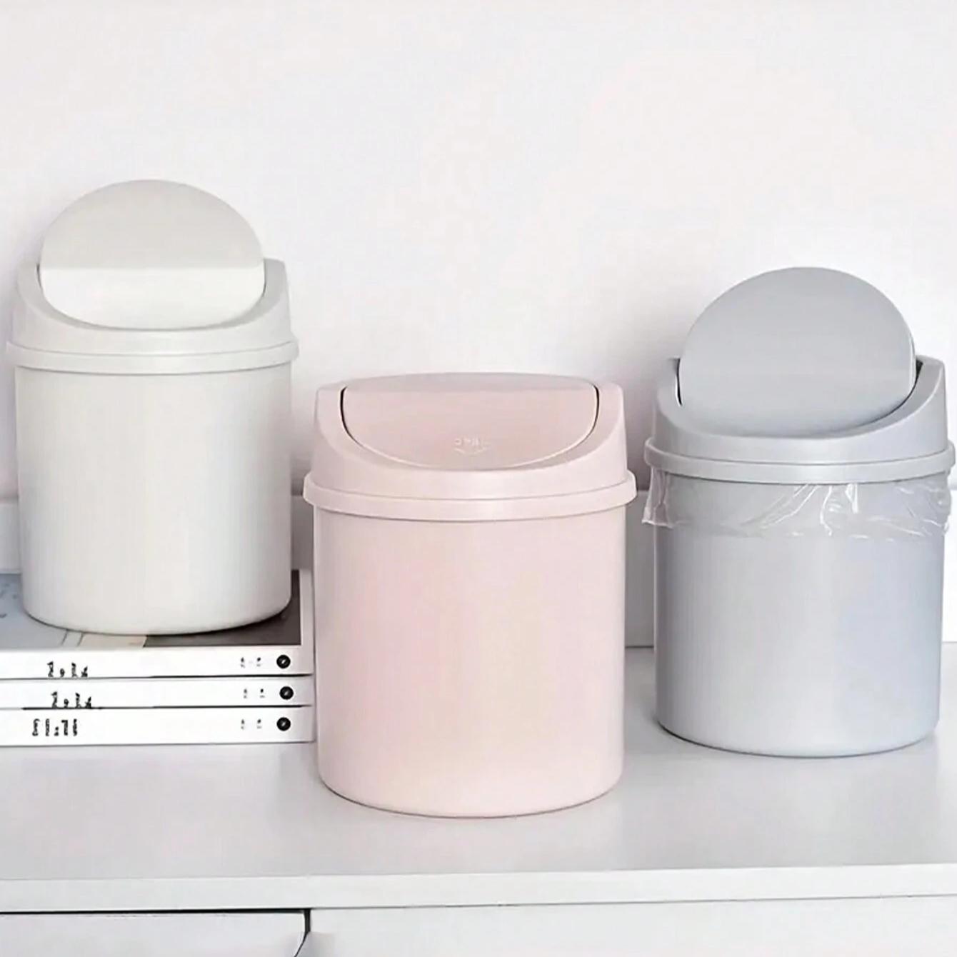 Mini Garbage Bin, Trash Storage Can, Covered Trash Can, Desktop Trash Can, Plastic Desktop Waste Paper Basket, To Prevent Odor Leakage, Storing Fruit Peel, Paper Scraps On Desk To Keep Tidy, For Office Desk Decor, Coffee Table, Office, Living Room, Study