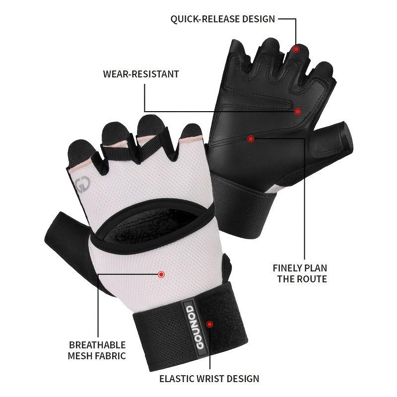 Fitness Half-Finger Gloves, Outdoor Cycling Sports Gloves, Non-Slip, Thickened, Wear-Resistant with Straps, Weightlifting Training Gloves
