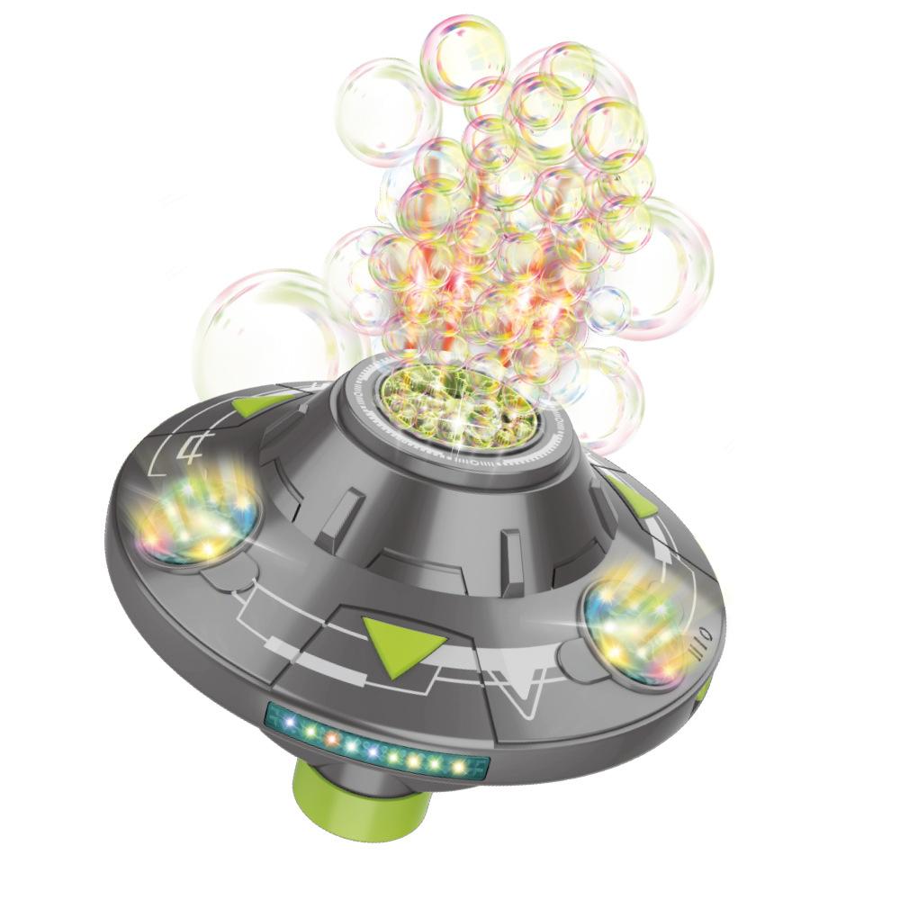 80ml Electric Flying Saucer Automatic Bubble Machine with Rotating Bubble Gun and LED Light for Outdoor Games, Featuring Obstacle-Avoiding Flight Ideal for Disc-Shaped Outdoor Activities, Spring Outings, Easter, and Birthday Parties