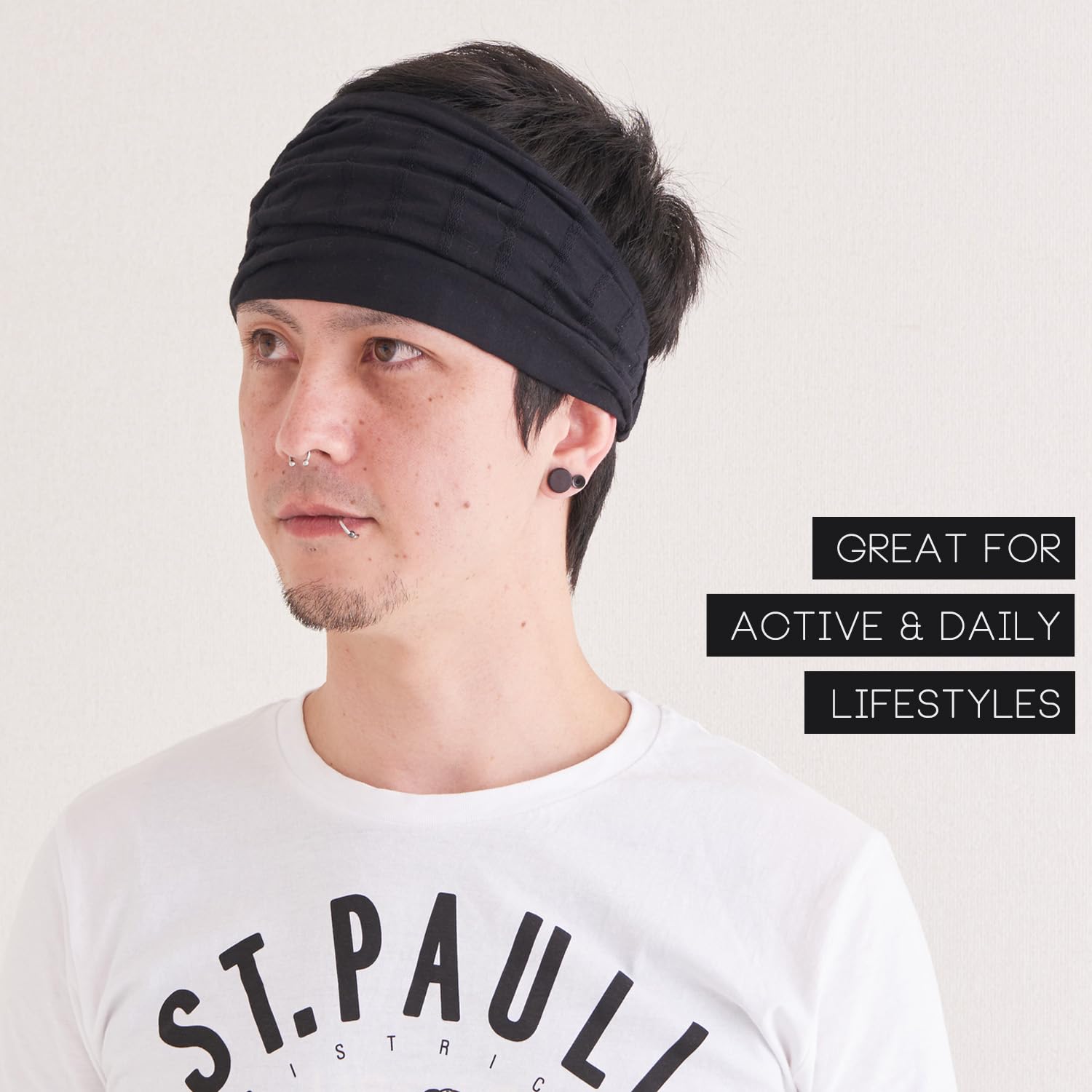 Bandana Headband for Men & Women, Wide, Non-Slip, Absorbing Band for and Daily Styling Bandana Headband for Men & Women, Wide, Non-Slip, Absorbing Band for and Daily Styling