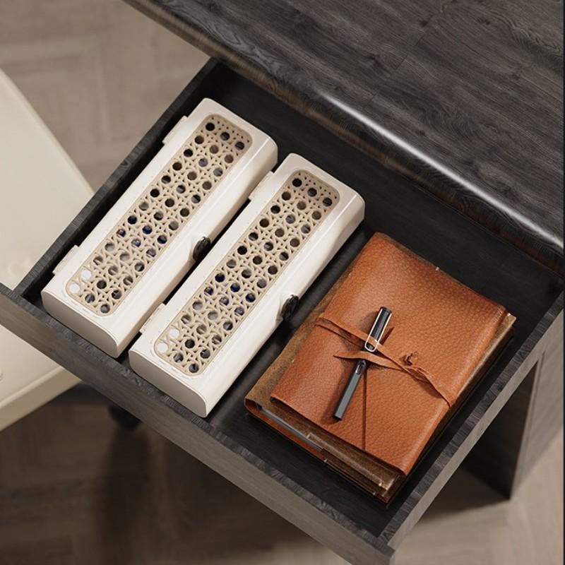 Vintage Woven Style Retro Flip-Top Storage Box, Adjustable Compartments, Data Cable Organizer, Desktop Wire Management, Universal Setting