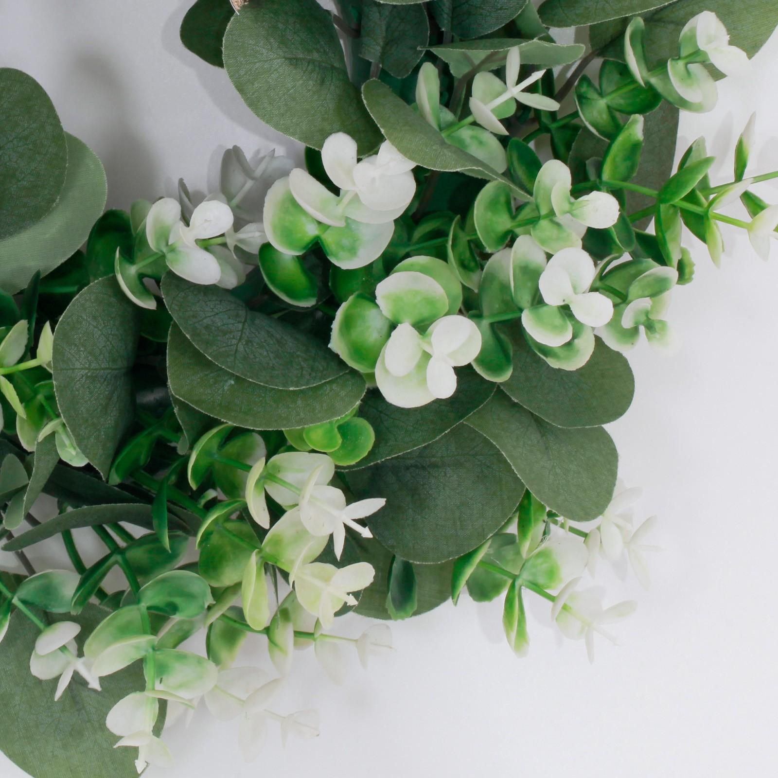 2 Piece Bowknot Artificial Eucalyptus Leaf Wreath Hanging Decoration, Decorative Floral Garland for Home & Party Use