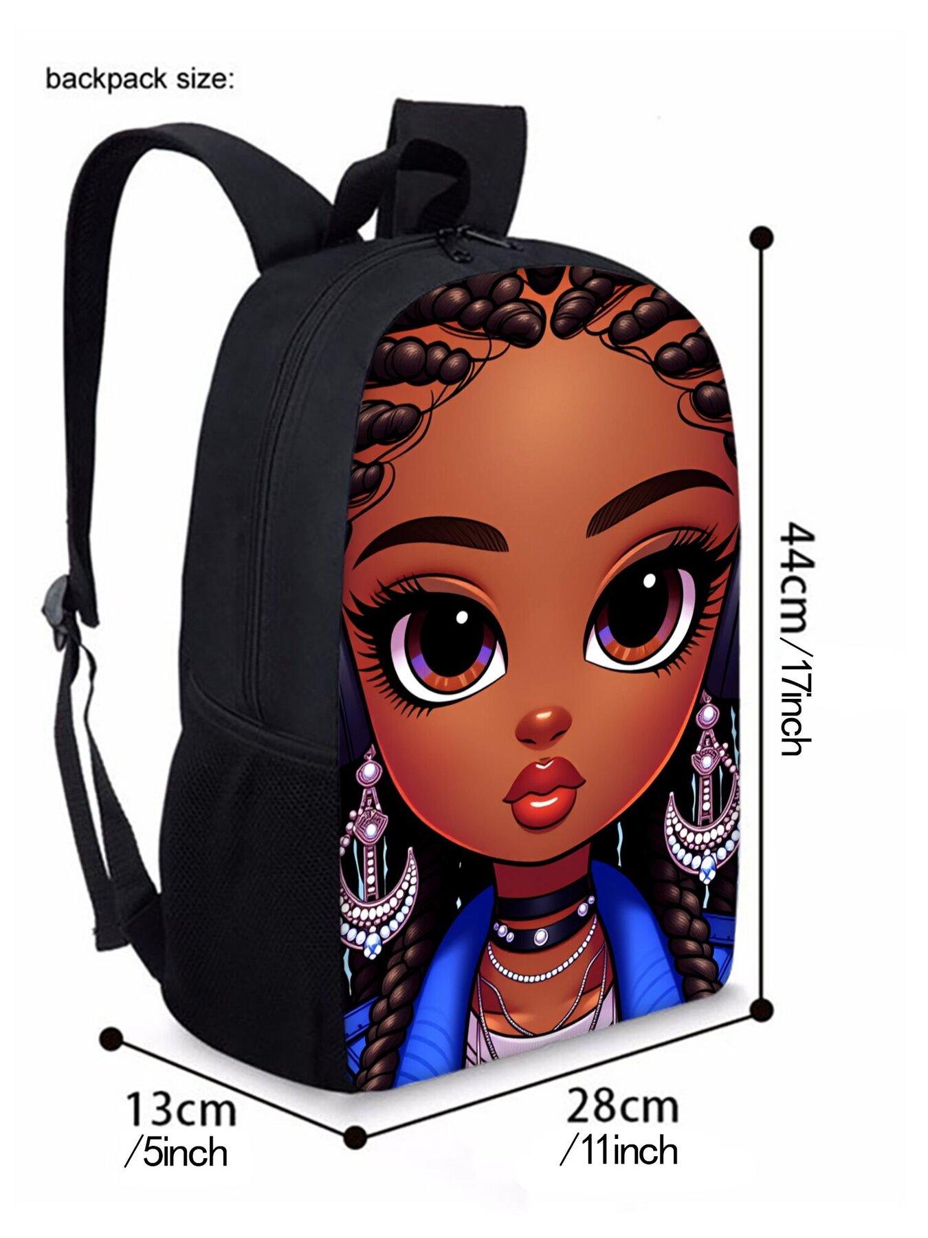 African Girl Pattern Print Single-Layer Backpack