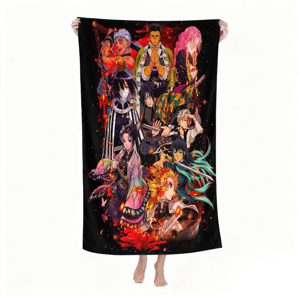 Kimetsu no Yaiba  beach towel, soft texture, beach blanket, is a soft and lightweight sand blanket for travel, swimming pool, surfing, yoga, camping, travel towels, personalized towels. Is Christmas, Holidays, Birthdays, Halloween