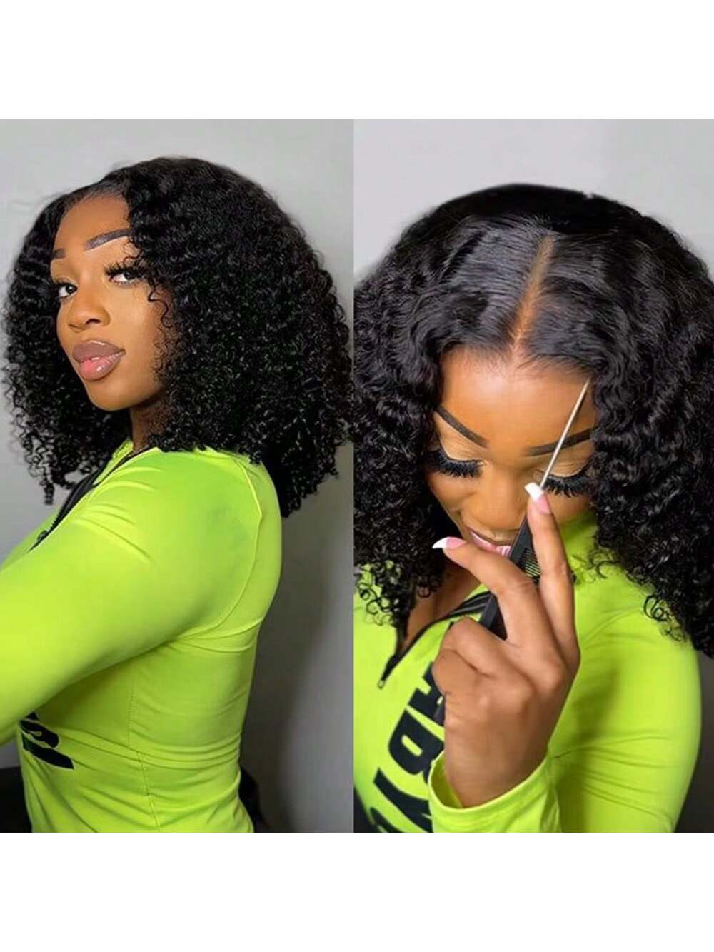 4x4 Wear And Go Glueless Bob Wig Human Hair Kinky Curly Lace Front Bob Wigs For Women Ready To Wear Short Curly Lace Closure Wigs Human Hair Pre Plucked Pre Cut 180 Density Natural Color No Glue Beginner Friendly