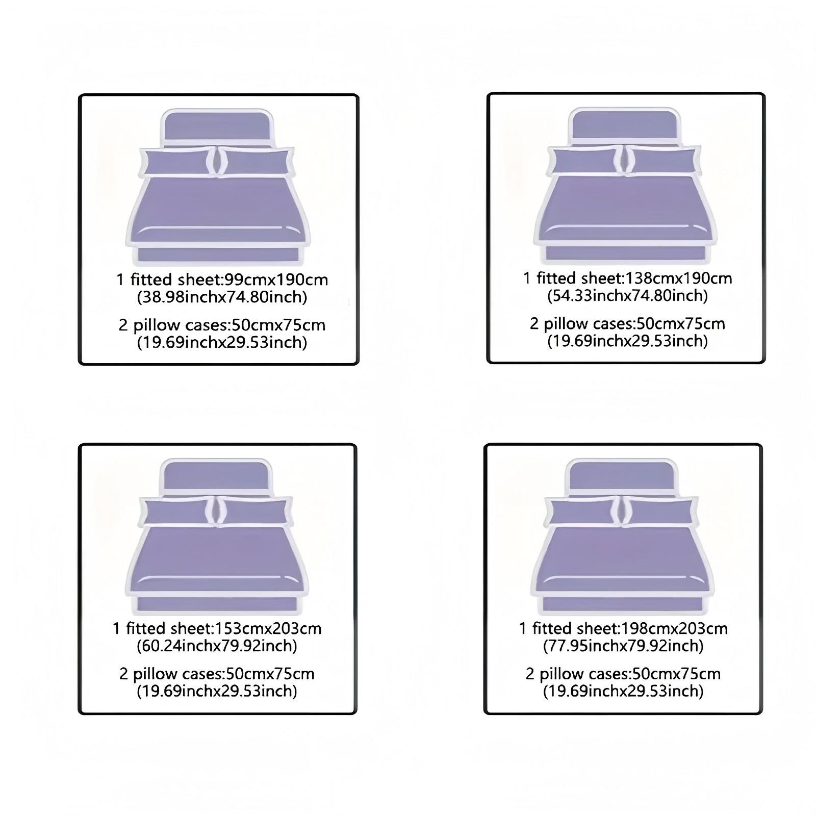 3pcs Starry Sky Wolf Pattern Bedding Set, High-Quality Digital Print Sheet and Pillowcases, All Seasons