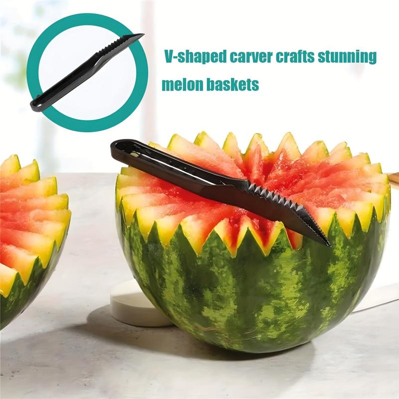 1 Set Multifunctional Watermelon Cutter Kitchen Spiral V-Shaped Tool Manual Spiral Slicer Potato Cutter Fruit Vegetable Peeler Catering Accessory for Home Kitchen Use