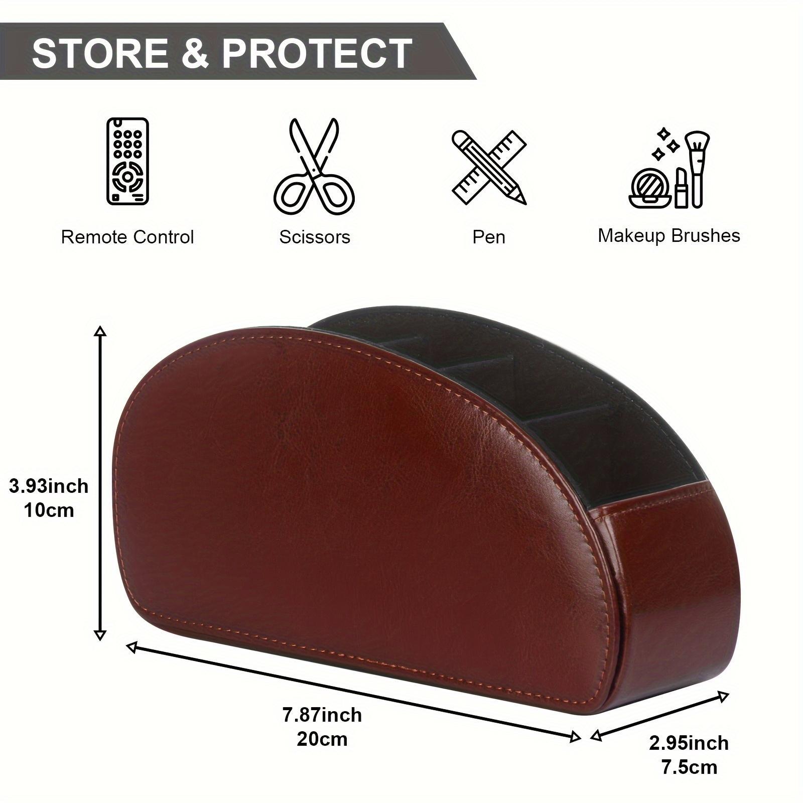 Remote Control Holder, PU Leather Remote Control Holder, Desk & Drawer Organizer for Home Storage