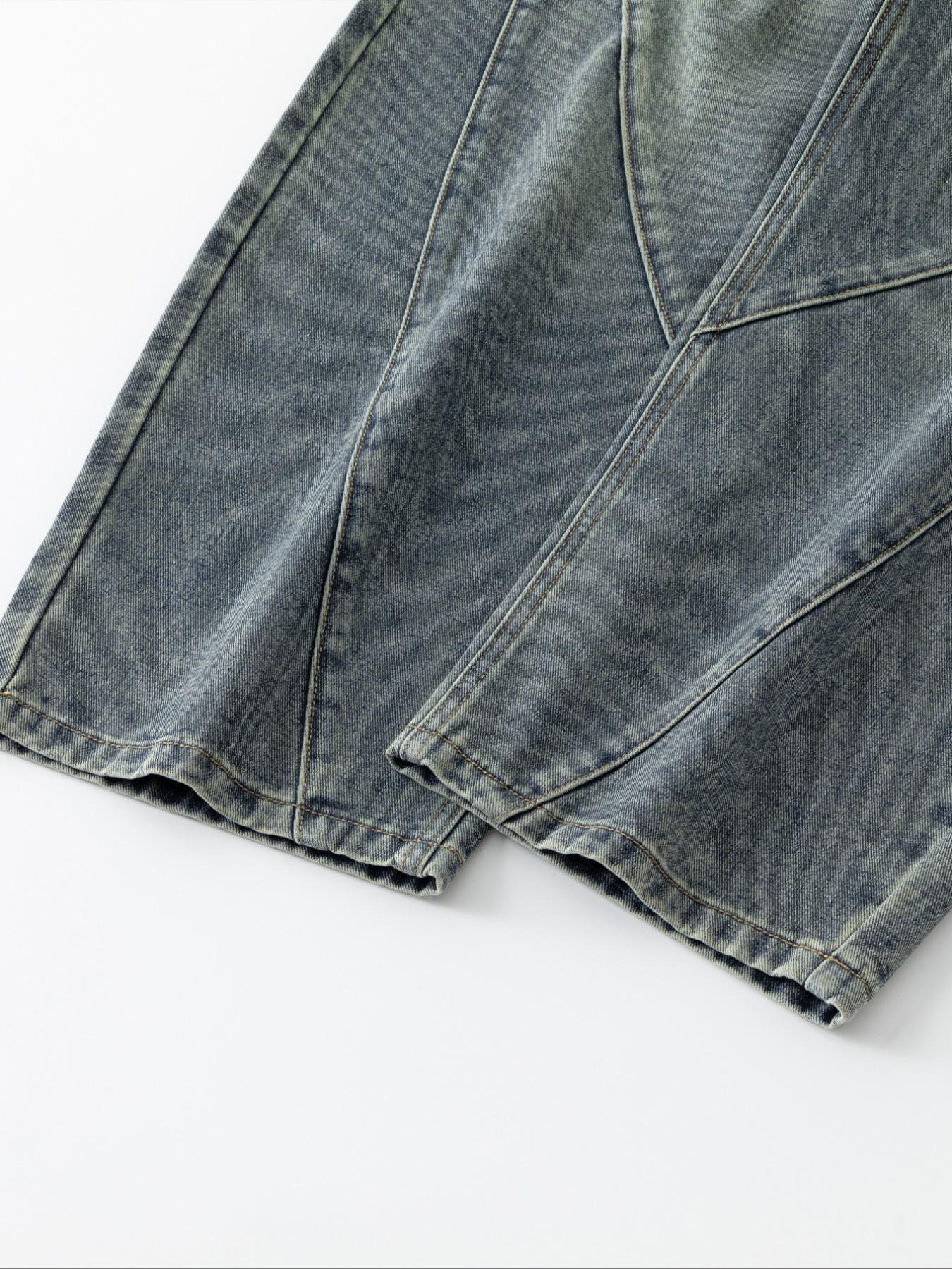 Men's Retro Washed Denim Jeans, Long Loose-Fit Y2K Street Style, All-Season Zipper Fly Pants, Perfect Gift for Boyfriend/husband