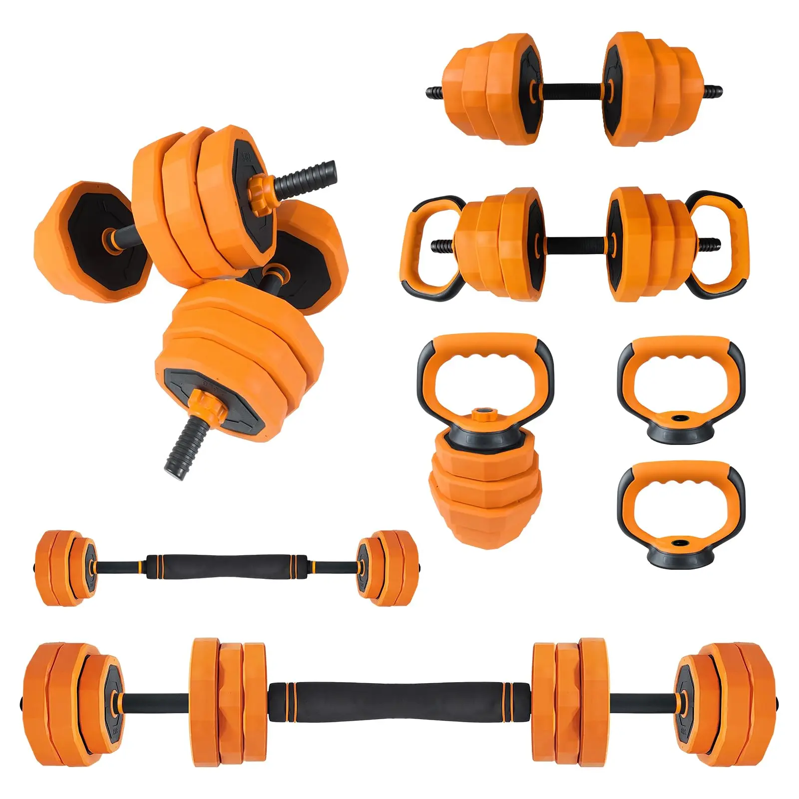 Garvee 20kg Adjustable Dumbbell Set with 4-in-1 Barbell, Kettlebell, and Push Up Stand for Versatile Home Strength Training and Fitness Workouts