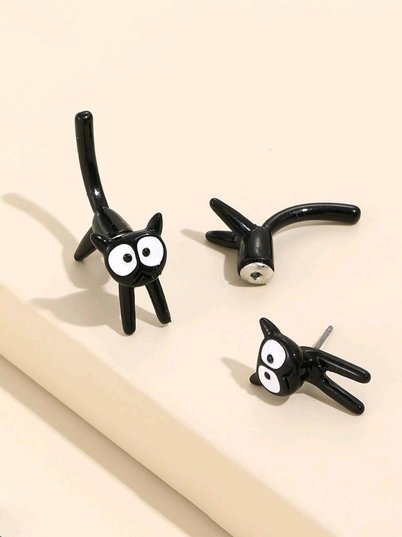 Cute Star Bell Cat Dangle Earrings Kawaii Cartoon Metal Chain Stylish Jewelry For Women And Girls Daily And Party Wear