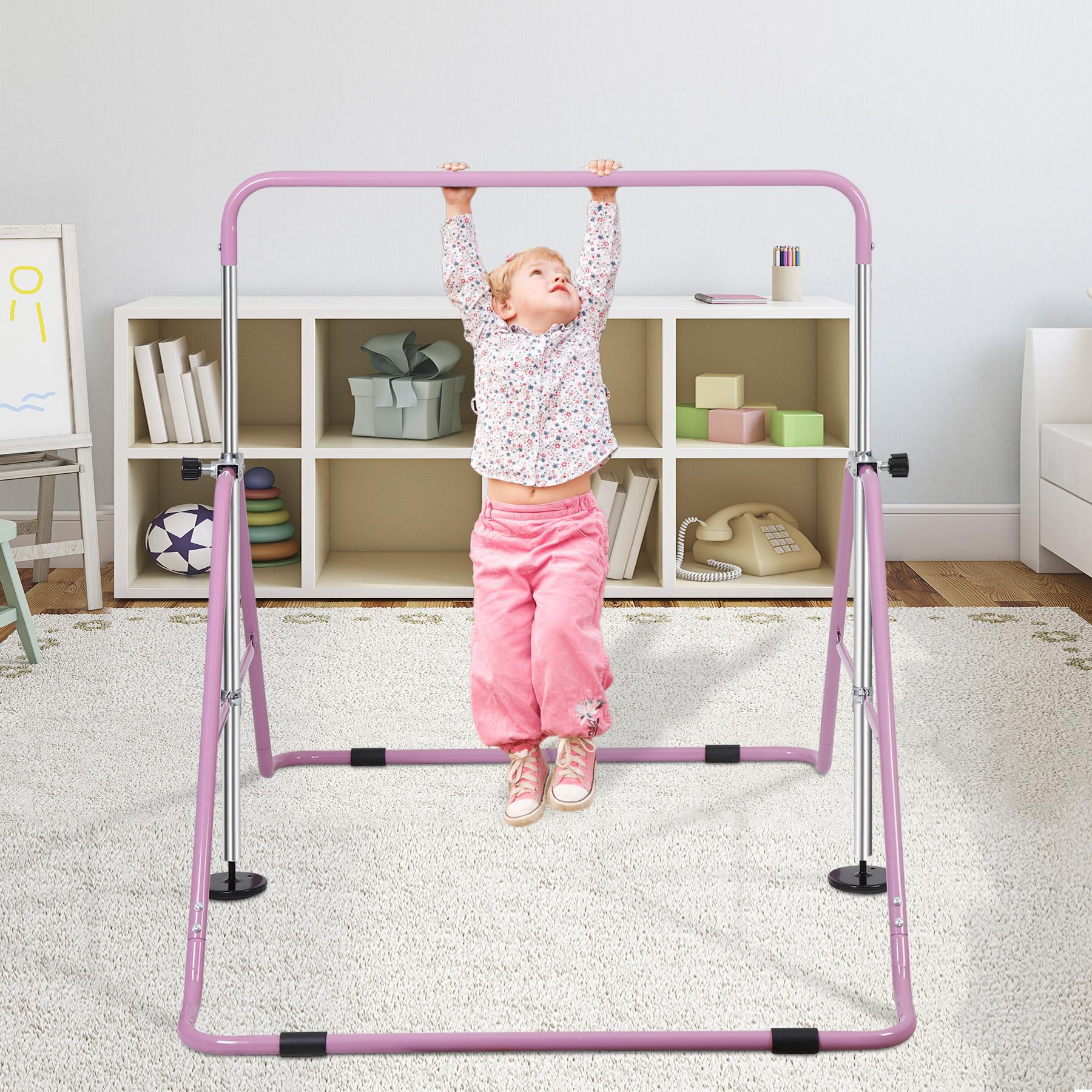 ZENY Kids Expandable Gymnastics Kip Bar 5 Height Adjustable Steel Junior Training Bar Home Pink 17.5lbs ZENY Kids Expandable Gymnastics Kip Bar 5 Height Adjustable Steel Junior Training Bar Home Pink 17.5lbs