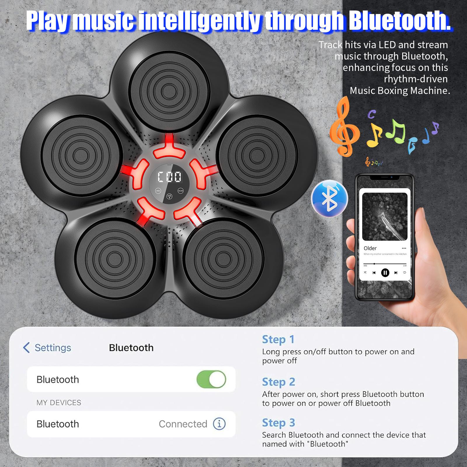 2026 Music Boxing Machine for Adults and Kids, Smart Bluetooth Boxing Training Equipment with Gloves Wall Mounted, Workout Punching Machine for Home,Office and Gym