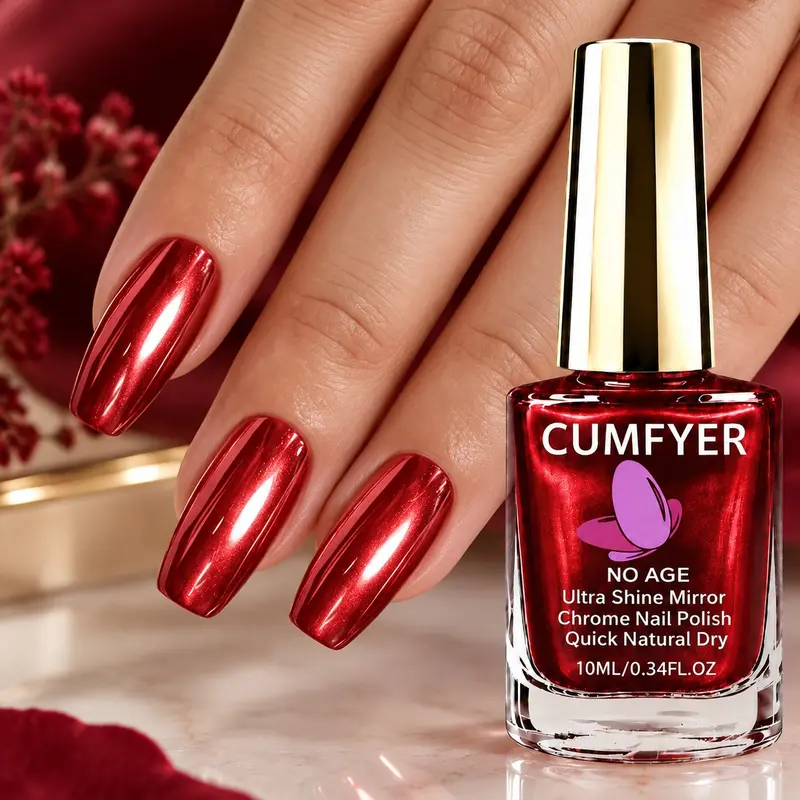 Mirror metallic red quick-dry nail polish, smooth and streak-free ...