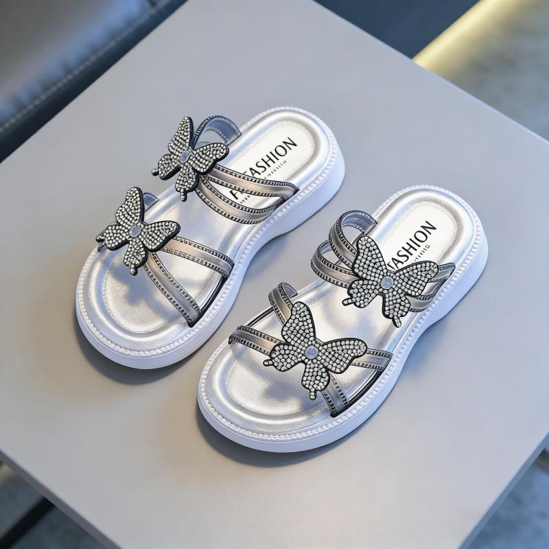 Girls Sandals Summer Open Toe Korean Princess Style Beach Slides Cute Versatile Student Footwear