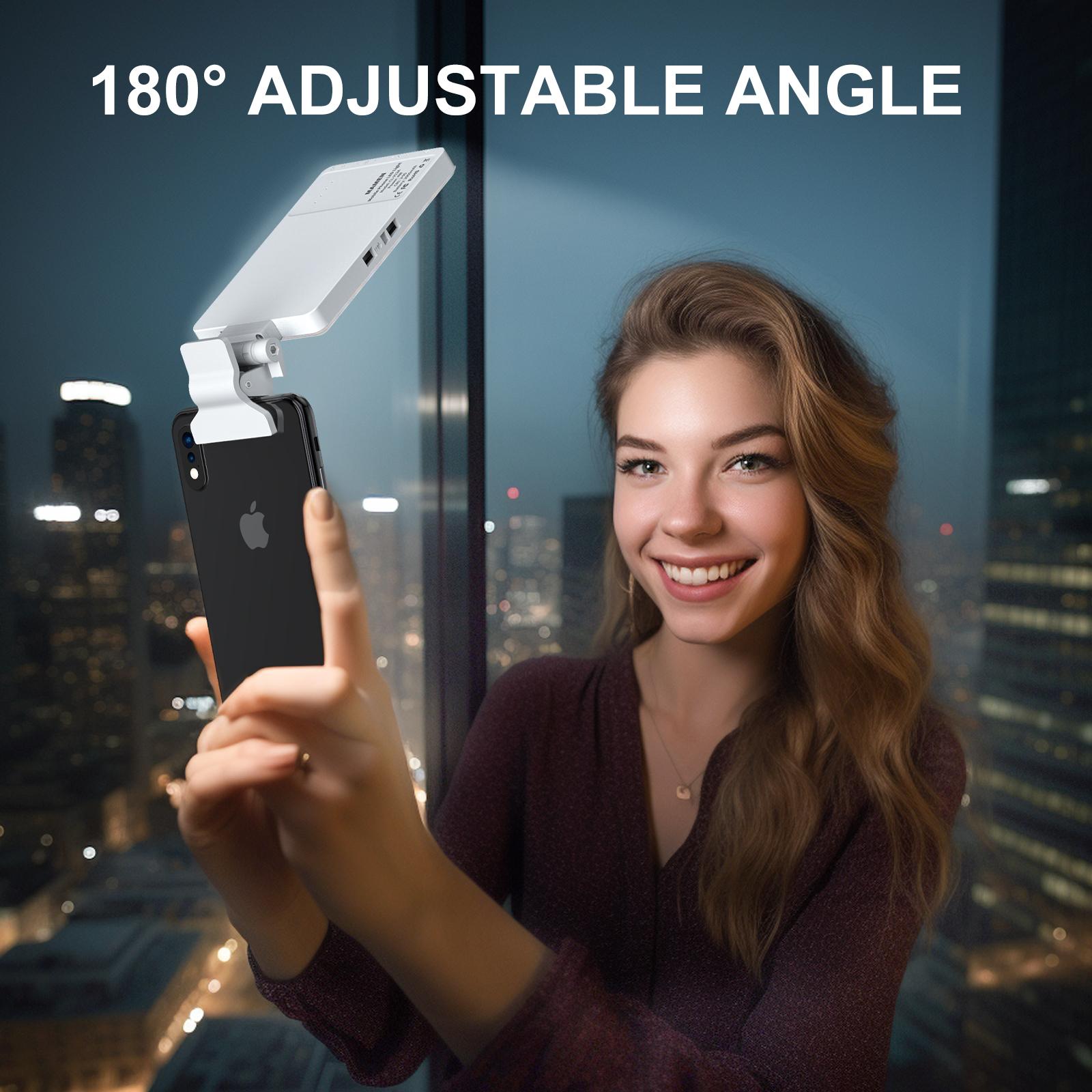 Selfie Light Clip, Adjustable Color Temperature and Brightness Fill Light, 2000mAh Rechargeable Phone Selfie Panel Light for Phone, Laptop, Makeup and Live Streaming Selfie Light Clip, Adjustable Color Temperature and Brightness Fill Light, 2000mAh Rechargeable Phone Selfie Panel Light for Phone, Laptop, Makeup and Live Streaming