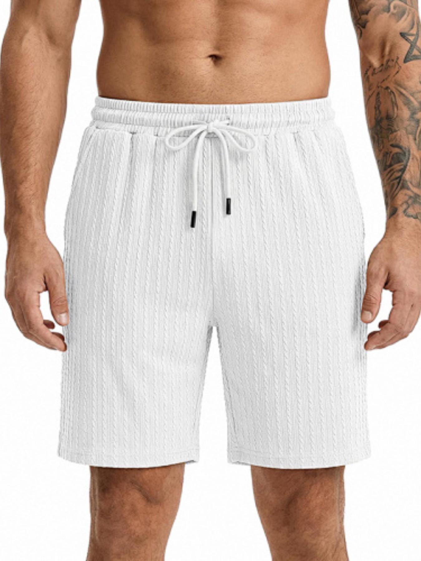 Men's Summer Three-Dimensional Texture Loose Five-Panel Shorts! Elastic drawstring waistband for non-restrictive fit, breathable and quick-drying, ideal for home, vacation, and daily wear